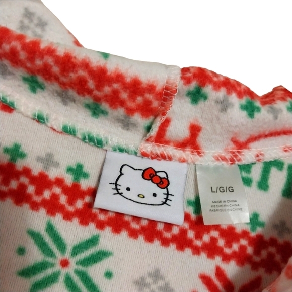 Hello Kitty Onesie Hoodie One Piece Holiday Christmas Pajamas Sz L - Picture 3 of 8